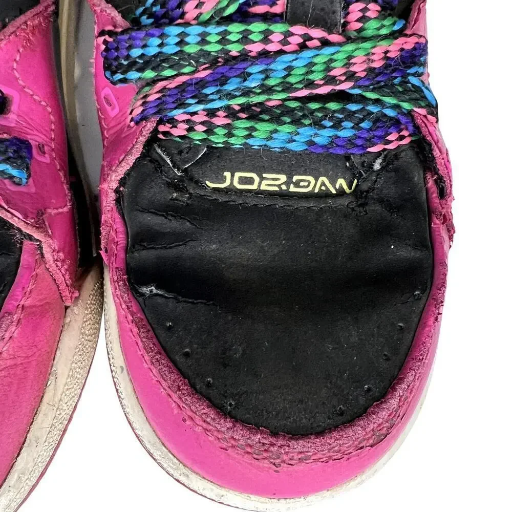 Jordan Flight SC-1 Leather Sneakers Girls Size 13C Hot Pink/Black - Picture 11 of 13